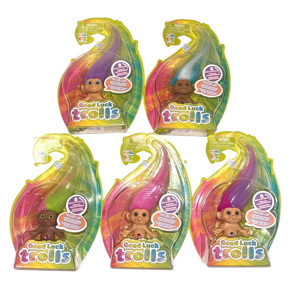 (5) Good Luck Trolls "Love Luck Troll" 65th Anniversary Collectibles